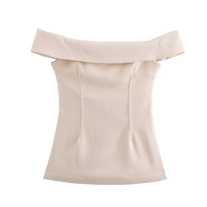 Ensemble haut épaules dénudées fendu et pantalon large